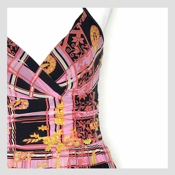 Kay Unger Silk Pin Up Style Halter Top Mid Length Cocktail Occasion Dress Size 4 - Picture 5 of 12